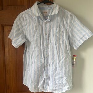 NWT Cat & Jack Light Blue Striped Kids Button Down Shirt